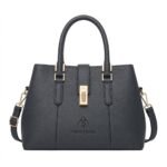 Patio Pulse Leather Top Handle Satchel Handbag Charcoal Gray