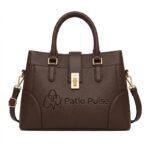 Patio Pulse Leather Top Handle Satchel Handbag Dark Brown