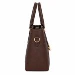 Patio Pulse Leather Top Handle Satchel Handbag Dark Brown - Image 3