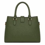Patio Pulse Leather Top Handle Satchel Handbag Olive Green - Image 3