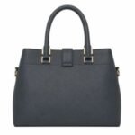 Patio Pulse Leather Top Handle Satchel Handbag Charcoal Gray - Image 2
